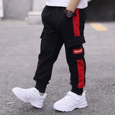 Pantalons d'hiver épais pour garçons, pantalons chauds en peluche pour enfants, taille élastique, pantalons de Sport pour enfants 140 black