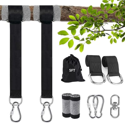 Ophang Koord Voor Hangmat, Hangstoel / Schommel - Hangmat Bevestigingsset Inclusief Haken - Karabijnhaak - Hangmat Standaard -Schommelophangset - Hangmat Ophangsysteem -150cm - Tot 1000kg - Boomvriendelijke Hangmat Ophangset - Set Van 2Stuks - belle