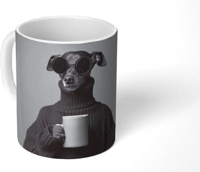 Mok - Koffiemok - Coltrui - Hond - Bril - Mok - Mokken - 350 ML - Beker - Koffiemokken - Theemok