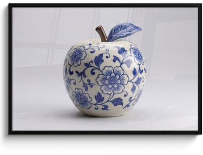 Poster in lijst - Fotolijst 120x80 cm - Posters - Appel - Blauw - Klassiek - Posterlijst zwart - Decoratie - Wanddecoratie woonkamer - Muurdecoratie slaapkamer