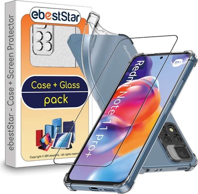 ebestStar - Hoes geschikt voor Xiaomi Redmi Note 11 Pro+ 5G, Silicone Slim Cover Case, Versterkte Hoeken en Randen hoesje, Transparant + Gehard Glas