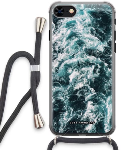 Case Company® - Hoesje met koord geschikt voor iPhone 8 hoesje met Koord - Zee golf - Telefoonhoesje met Zwart Koord - Bescherming aan alle Kanten en Over de Schermrand
