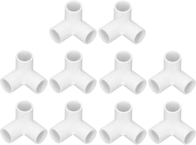 3-Weg PVC Hoekverbinder, 10 Stuks, 20mm Binnen Diameter, 90 Graden Elleboog, Eenvoudig te Verbinden voor Pijpsystemen