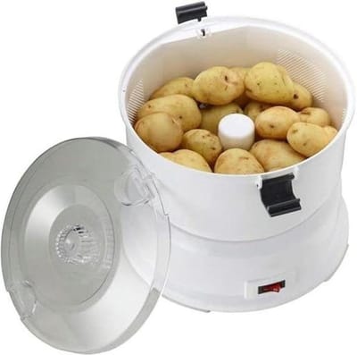 Elektrische Aardappelschiller - Groentesnijder Keukenmachine - Efficiënt Groenten Schillen - Handsfree Bediening Met Knop - 1 kg Capaciteit - Wit