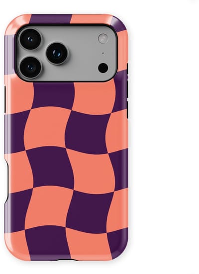 Checkered Warp Hoesje geschikt voor iPhone 17 Pro | Geschikt Voor Mag | Uniek Design Hoesje | Beschermhoes geschikt voor iPhone 17 Pro Check Flame