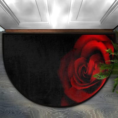 Amerikaanse Kristal Fluweel Semi-ronde Vloermat Portiek Decoratie Antislip en Vuilbestendige Vloermat Badkamer Absorberende Antislip Mat 60*90cm