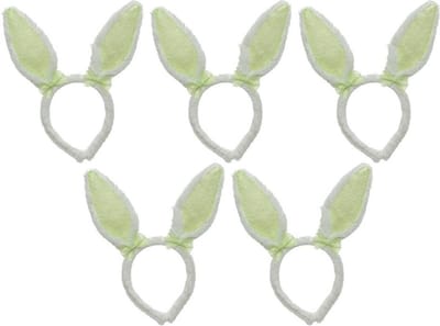 5x Wit/groene konijn/haas oren verkleed diademen voor kids/volwassenen - Verkleedaccessoires - Feestartikelen
