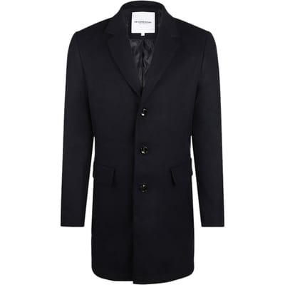 McGregor Solid Wool Over Coat Navy Size: S | Single Breasted Coats Outlet | Heren | Zwart