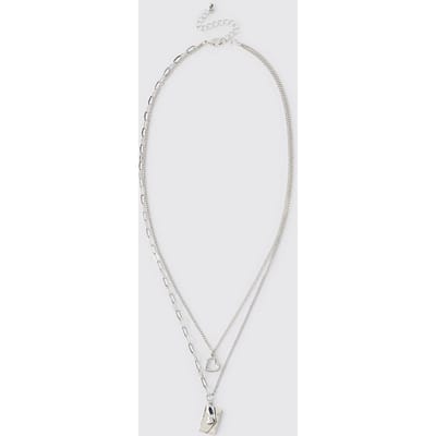 Double-Layer Silver Necklace with Envelope & Heart Charm