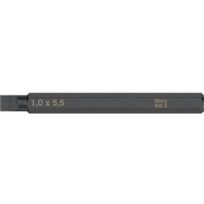 WERA Bit 800 S, voor sleufschroeven 5,5 mm, L 70 mm, 1/4 inch C6.3 aandrijving, extra taai, 5 stuks