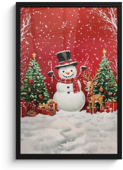 Poster in lijst - Fotolijst 40x60 cm - Posters - Feestvreugde - Winterbos - Kleurrijk - Posterlijst zwart - Decoratie - Wanddecoratie woonkamer - Muurdecoratie slaapkamer