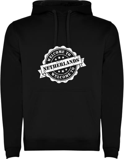 Zwarte Hoodie Welcome to the Netherlands met lint - humor Maat M