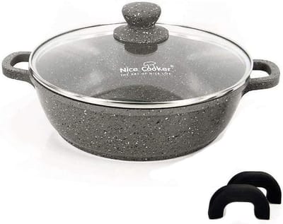 Gietijzeren Serveerpan en Slowcooker met Antiaanbaklaag (24 cm) - Geschikt voor Alle Warmtebronnen