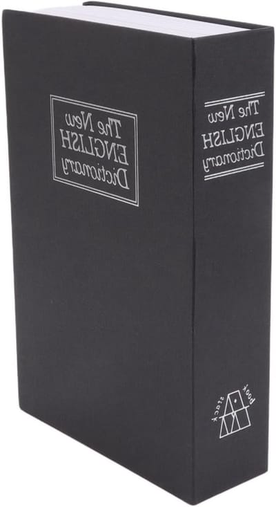 Boekvormige Kluis met Geheime Combinatie, Draagbare Kluis met Code Slot, Veiligheidsoplossing voor Geld en Sieraden, 24 x 16 x 5.5 cm (Zwart)