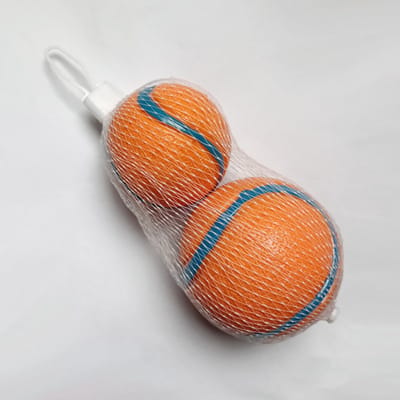 Daity Set van 2 stuiterballen voor honden, gemaakt van duurzaam rubber, twee maten (oranje)