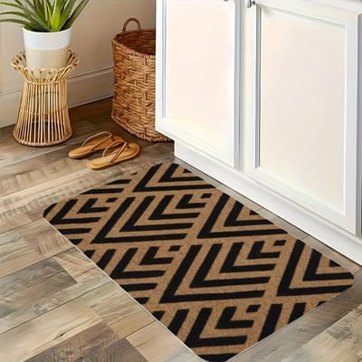 1PC Boheemse Stijlen Patroon Keukenvloerkleed Antislip Deurmat Pop design Badkamervloerkleed Badmat Tapijt voor Thuis Wastafel Wasmachine Decor 400MMx600MM black
