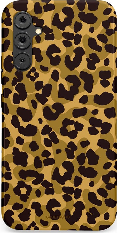 Casetastic hoesje geschikt voor Samsung Galaxy A34 (2023) 5G - Dubbellaagse bescherming - Jungle Panter - Fashion Case - Zwart Crème Beige