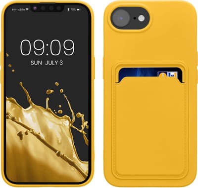 kwmobile telefoonhoesje geschikt voor Apple iPhone 17e / iPhone 16e - Hoesje met pasjeshouder - TPU case in stralend geel