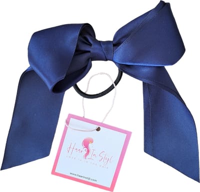 Haar in Stijl® Haarelastiek Jannah Blauw - Elastiek met een satijnen strikje