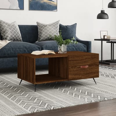 vidaXL - Salontafel - 90x50x40 - cm - bewerkt - hout - bruin - eikenkleur