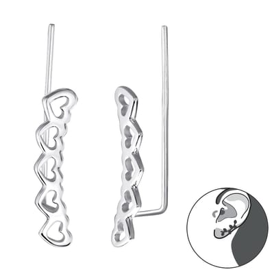 Hartjes oorklimmer | ear cuff | Zilverana | ear climber oorbellen | 925 sterling zilver | zilveren oorbellen dames