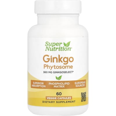 Super Nutrition, Ginkgo Phytosoom, 360mg, 60 vegetarische capsules