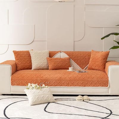 Pluche bankkussen verdikte jacquard antislip kussenhoes katoen fluweel all-inclusive universele woonkamer bankhoes achterkant 30x50 pillowcase 1pc oranje