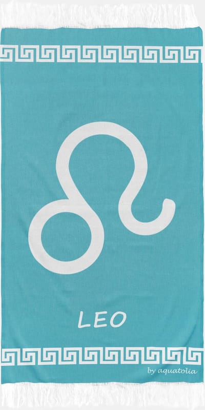 uit Turkije By Aquatolia Hamamdoek Leo Zodiac - 100% Zacht Katoen - Strandlaken - Handdoek - Turkoois - 100cm x 180cm - Originele hamamdoek uit Turkije