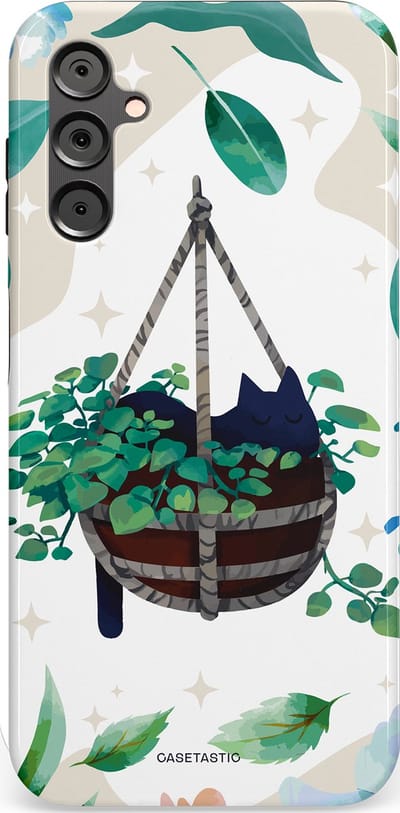 Casetastic Hoesje Geschikt voor Samsung A14 (5G/4G) - Stijlvolle Beschermende Duo-layer Case - Hangkat