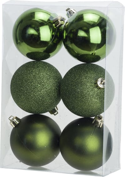 Cosy & Trendy Kerstballen - 6x st - appelgroen - 8 cm - kunststof - kerstversiering - kerstboomversiering