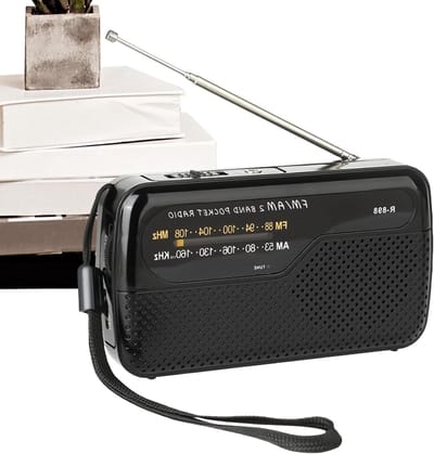 Draagbare Transistor Radio - Compacte Radio - Muziek Luisteren - Draadloze Speaker - 12.7 x 3 x 7 cm - Zwart