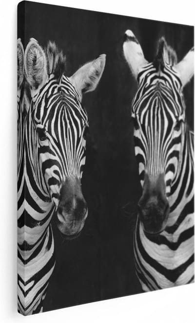 Artaza Canvas Schilderij Zebra - 30x40 cm - Klein - Wanddecoratie Afrika - Muurdecoratie Woonkamer - Kamer Accessoires