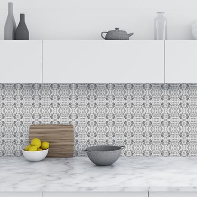 Zelfklevende tegelmuurstickers voor keuken en badkamer - 9 Barumini Terrazzo tegelstickers - 9 stickers 10x10cm