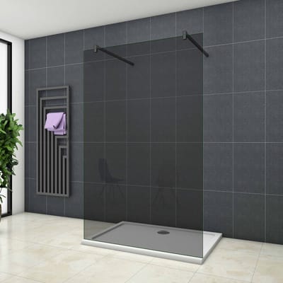 Serie Black Dahlia - Inloopdouche Vrijstaand - 90x200 - Mat Zwart - 8mm Rookglas