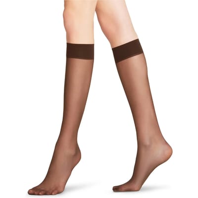 FALKE Matt Deluxe eenkleurig materiaal transparant 20 DEN kniekousen dames bruin - maat 35-38