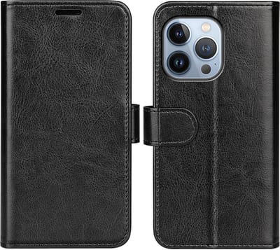 MobyDefend Hoesje - Geschikt voor iPhone 14 Pro - Wallet Book Case (Sluiting Achterkant) - Zwart