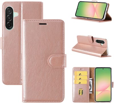 Hoesje Geschikt Voor Samsung Galaxy A56 Hoesje met Pasjeshouder - bookcase Portemonnee - Rosegoud