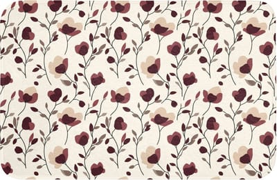 WC mat 60x40 cm - Antislip - Bloemen - Botanisch - Bordeaux - Toiletmat - Vloermat - Douchemat - Toilet tapijt - Toiletmatten