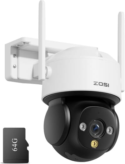 4K 8MP Buitenbewakingscamera met Wifi en 64GB Geheugenkaart - Pan & Tilt IP Camera met 360 Graden Visie, AI Detectie en Slimme Alarmfunctie