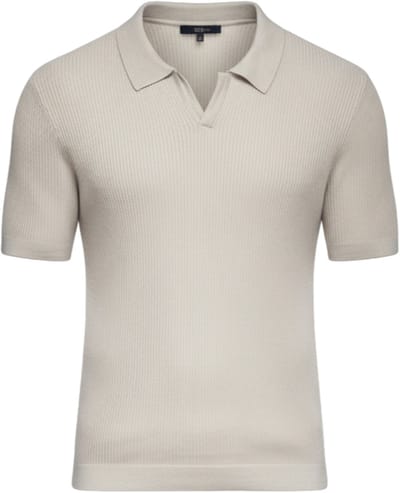 OMBRE Polo - Slim Fit - Viscose - Korte Mouw Lichtgrijs S