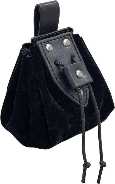 Medieval Faux Leather Trekkoordtas voor Piraten en Renaissance Fans - Retro Heuptas in Zwart, 10 cm, Perfect voor Festivals en Cosplay