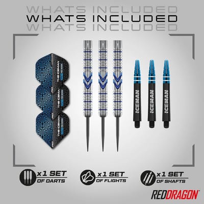 RED DRAGON Gerwyn Price Iceman Midnight Edition Premium Tungsten Dart Set with Flights and Stems
