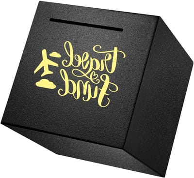 Spaarvarken roestvrij staal - Muntbank volwassenen - Geld bewaren - Niet te openen - 12x12x12 cm - Zwart