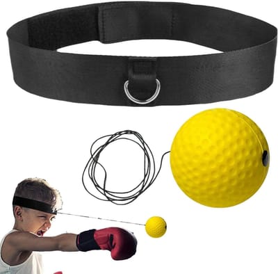 Boksen Bal Set - Reflex Bal - Coördinatie Verbeteren - Compact Outdoor Training - N.v.t. - Geel