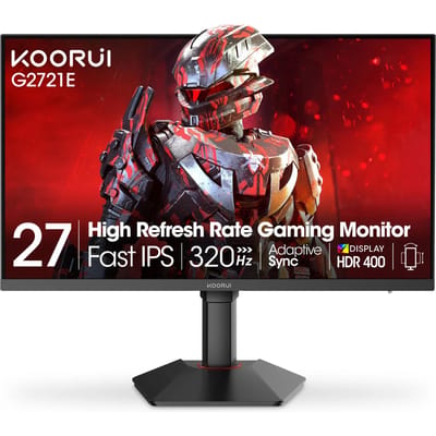 KOORUI G2721E 27-Inch Gaming Monitor - 320Hz Snelle IPS PC Monitor - 1ms - HDR400 - 98% DCI-P3 - HDMI 2.1 & DisplayPort 1.4 zwart