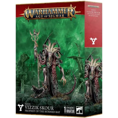 Bordspellen Games Workshop Warhammer AoS - Skaven Vizzik Skour Prophete du Rat Cornu