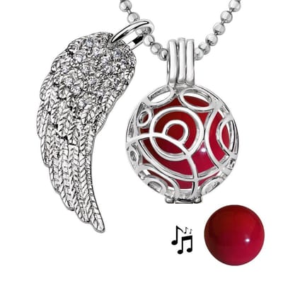 Engelenroeper 18mm Bolhouder met Ketting 90cm en Bolletje - Dames - Zilverkleurig Cirkels - EBS18023