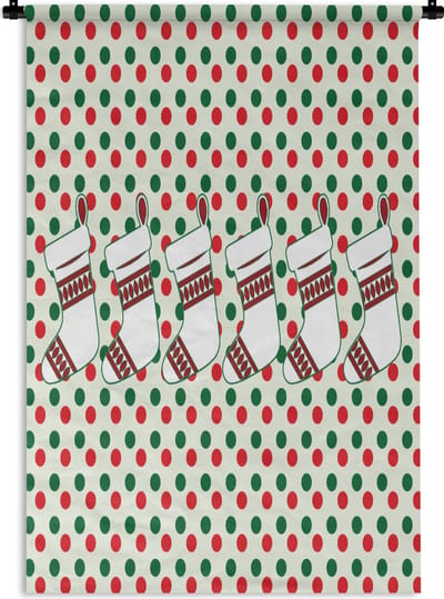 Wandkleed - Wanddoek - Kerstmis - Patroon - Vintage - 60x90 cm - Wandtapijt