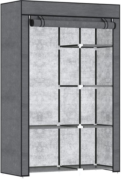 Kledingkast - Kledingkasten Slaapkamer - Garderobekast - 103 x 43 x 162,5 cm - Opvouwbaar - Stof met Metaal - Donkergrijs
