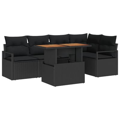 vidaXL - Tuinbank - Set - 6 - st - 5-Aantal - zitplaatsen - Zwart - en - Bruin